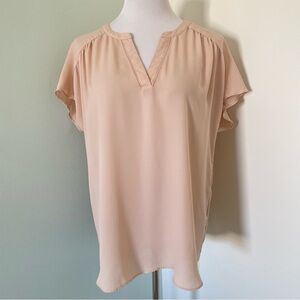 Banana Republic Women’s Pale Pink V-Neck Short Sleeve Blouse Size Large